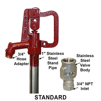 Merrill Mfg CNL7504 No Lead Frost Proof C-1000 Series Yard Hydrant, 3/4' Pipe Connection, 4 ft. Bury, with Galvanized Steel Stand Pipe
