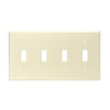 Leviton 4-Gang Plastic Toggle Switch Wall Plate, Ivory