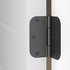 National Hardware Squeak Guard Door Hinges 5/8 In. Radius Round Corners 3.5, Matte Black