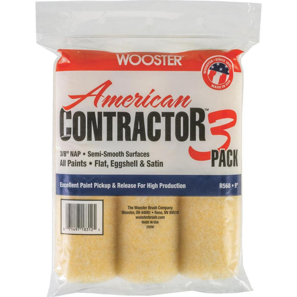 Wooster American Contractor 9 In. x 3/8 In. Knit Fabric Roller Cover (3-Pack)