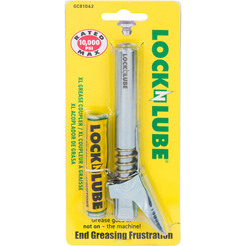 LockNLube® Grease Gun Coupler XL - Extra Reach For Recessed Grease Fittings