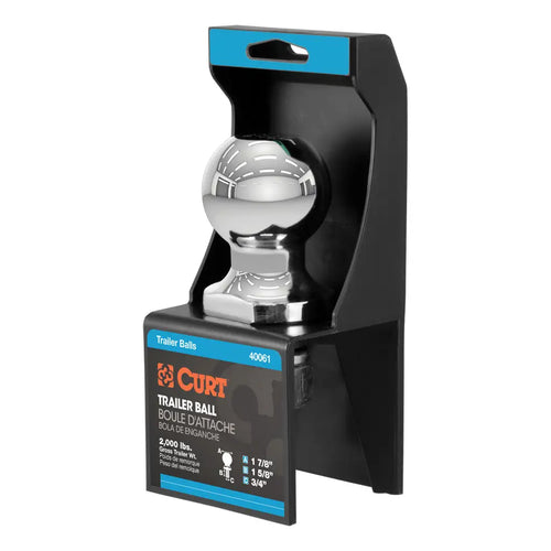 Curt 1-7/8 Trailer Ball (3/4 x 1-5/8 Shank, 2,000 lbs., Chrome, Packaged) #40061