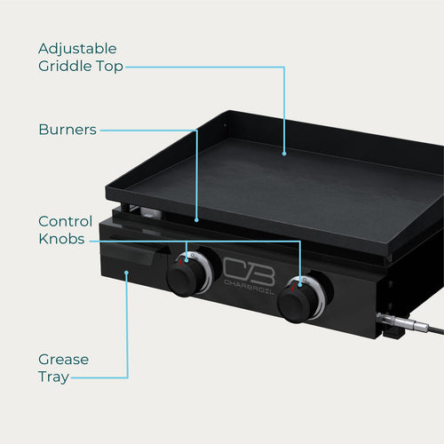 Charbroil® 22 Performance Series™ Portable Tabletop 2 Burner Propane Gas Griddle Black